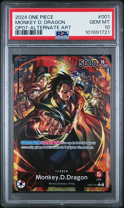 2024 One Piece Op07-500 Years In The Future Monkey D. Dragon Alternate Art PSA 10