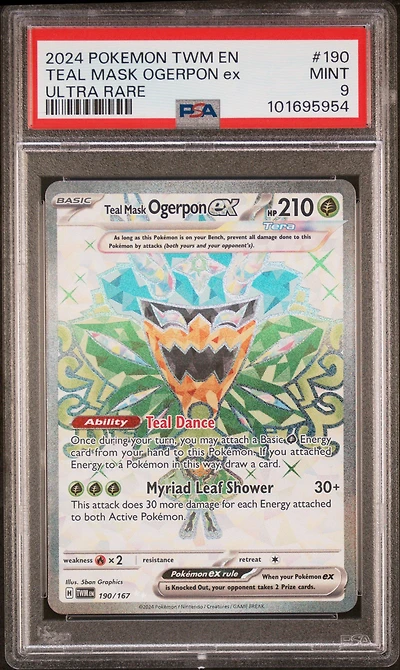 2024 Pokemon Twm En-twilight Masquerade 190 Teal Mask Ogerpon Ex Ultra Rare PSA