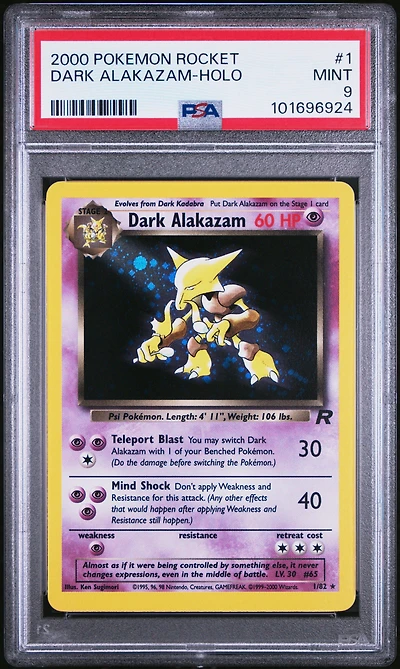 2000 Pokemon Rocket 1 Dark Alakazam-holo PSA