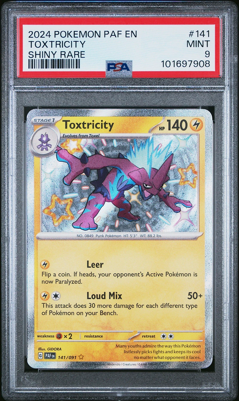 2024 Pokemon Paf En-paldean Fates 141 Toxtricity Shiny Rare PSA