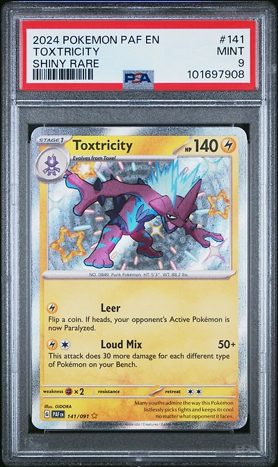 2024 Pokemon Paf En-paldean Fates 141 Toxtricity Shiny Rare PSA