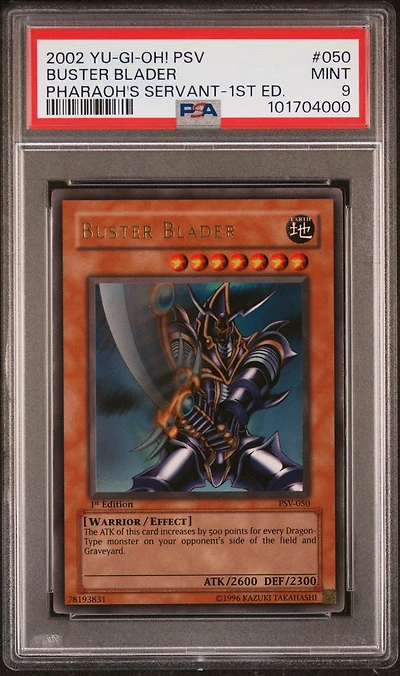 2002 Yu-gi-oh! Psv-pharaoh's Servant 050 Buster Blader 1st Edition PSA 9