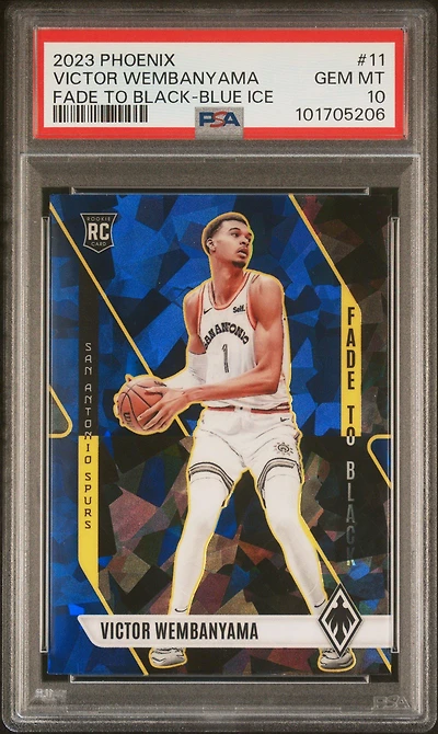 2023 Panini Phoenix Fade To Black 11 Victor Wembanyama Blue Ice PSA 10