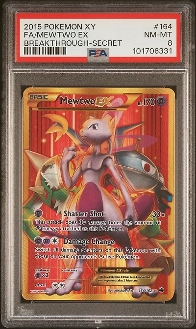 2015 Pokemon Xy Breakthrough 164 Full Art/mewtwo Ex Secret PSA