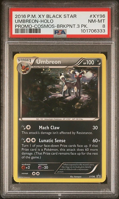 2016 Pokemon Xy Black Star Promo Xy96 Umbreon-holo Cosmos-breakpoint 3 Pack PSA