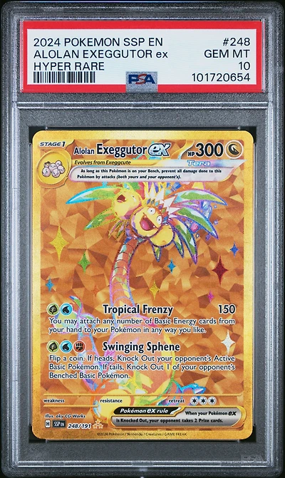 2024 Pokemon Ssp En-surging Sparks 248 Alolan Exeggutor Ex Hyper Rare PSA