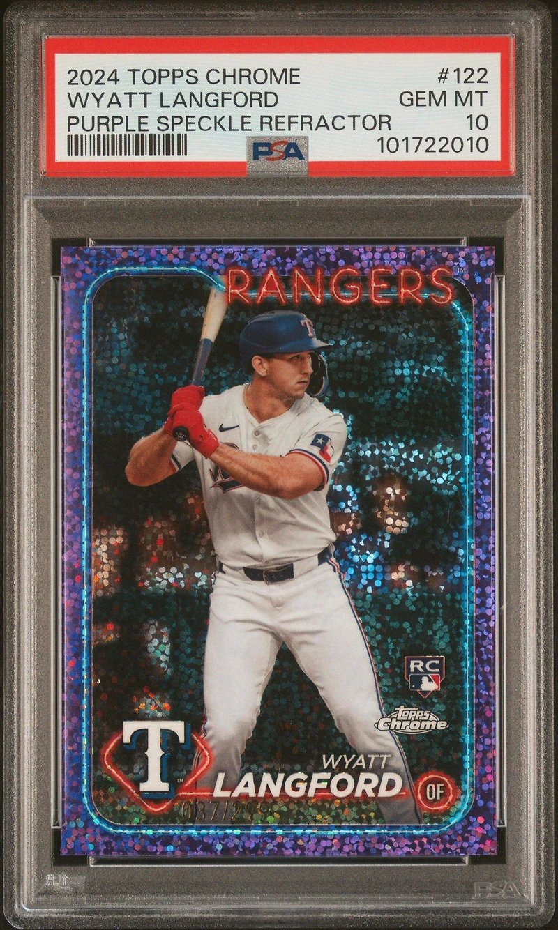 2024 Topps Chrome 122 Wyatt Langford Purple Speckle Refractor PSA 10