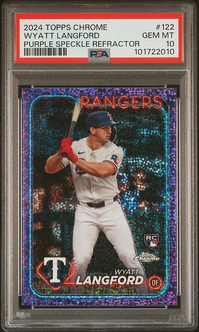 2024 Topps Chrome 122 Wyatt Langford Purple Speckle Refractor PSA 10