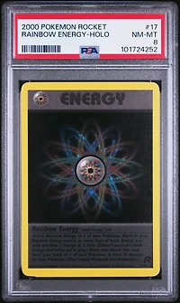 2000 Pokemon Rocket 17 Rainbow Energy-holo PSA 8