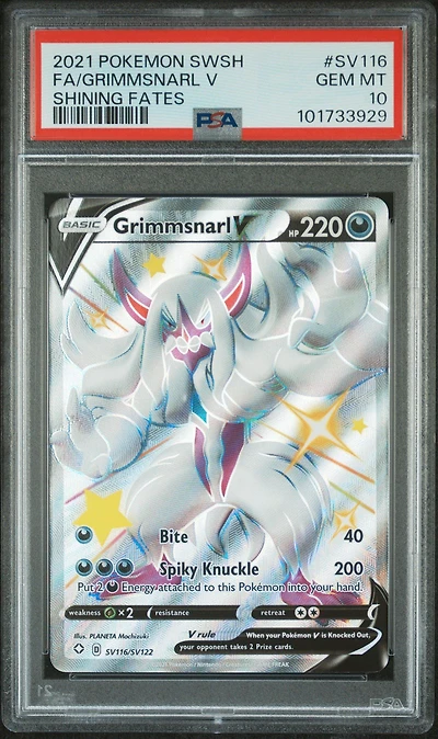 2021 Pokemon Sword & Shield Shining Fates Sv116 Full Art/grimmsnarl V PSA