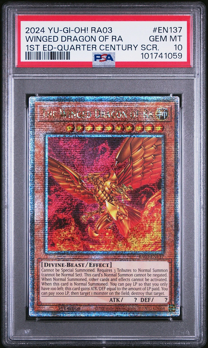 2024 Yu-gi-oh! Ra03-quarter Century Bonanza En137 The Winged Dragon Of Ra 1st Edition-quarter Century Secret Rare PSA 10