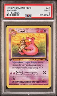 1999 Pokemon Fossil 43 Slowbro 1st Edition PSA