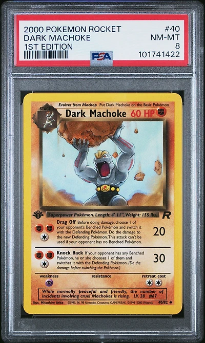 2000 Pokemon Rocket 40 Dark Machoke 1st Edition PSA