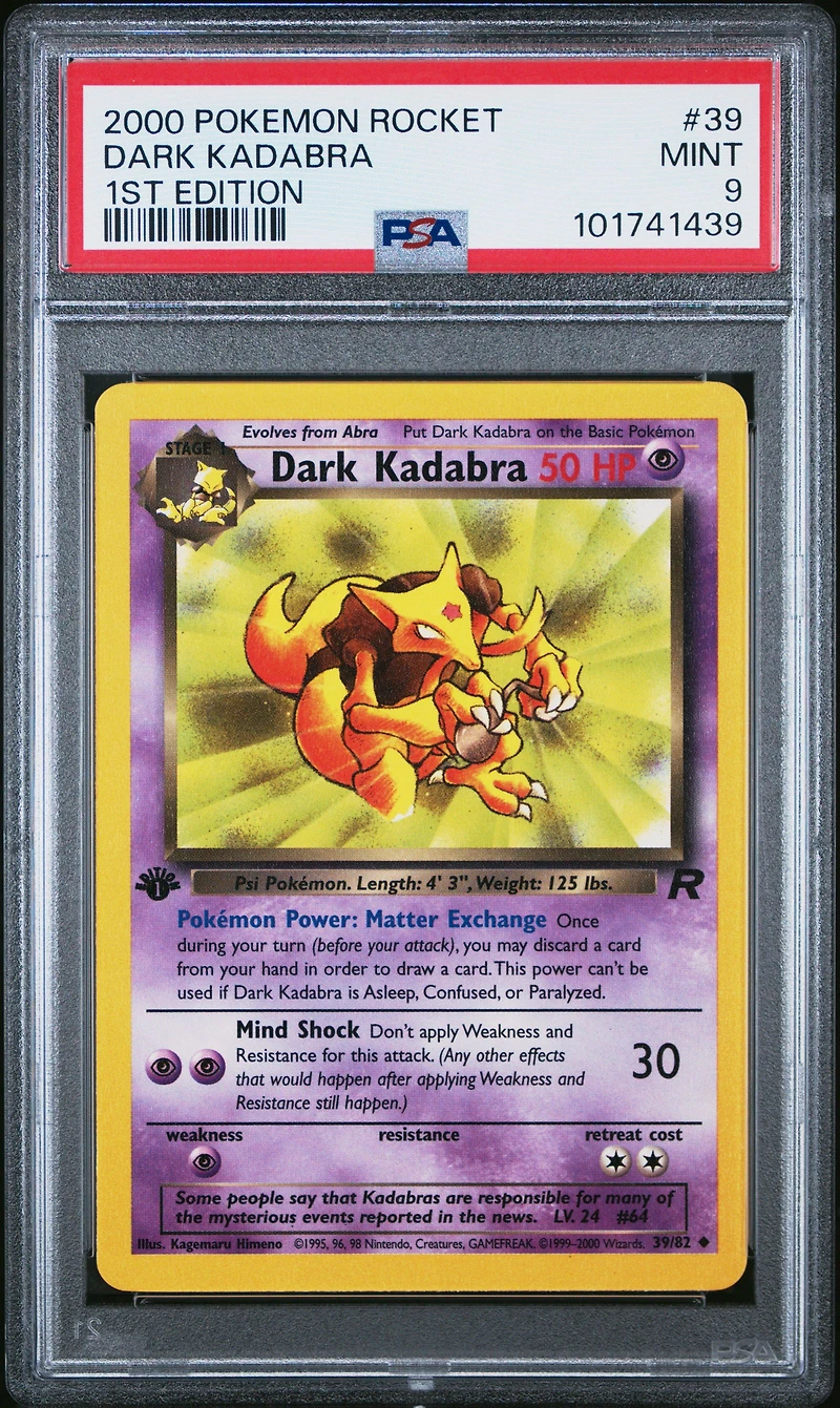 2000 Pokemon Rocket 39 Dark Kadabra 1st Edition PSA