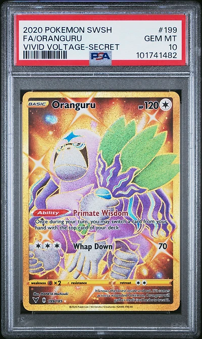 2020 Pokemon Sword & Shield Vivid Voltage 199 Full Art/oranguru Secret PSA