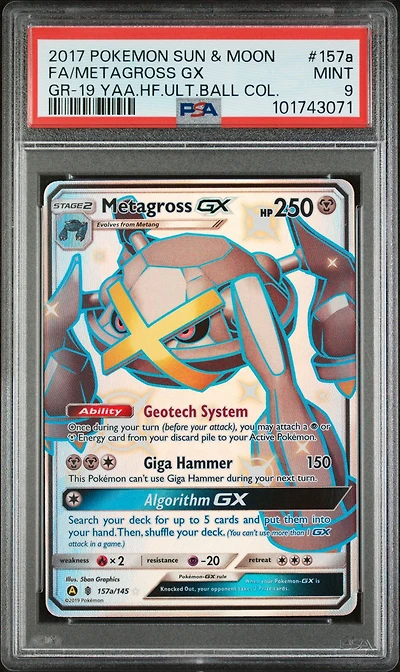 2017 Pokemon Sun & Moon Guardians Rising 157a Full Art/metagross Gx 2019 Yellow A Alternate Art Hidden Fates Ultra Ball Collection PSA
