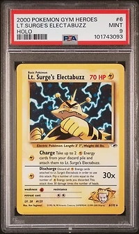 2000 Pokemon Gym Heroes 6 Lt. Surge's Electabuzz Holo PSA
