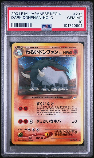 2001 Pokemon Japanese Neo 4 232 Dark Donphan-holo PSA