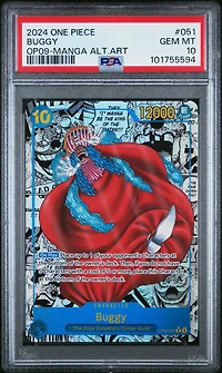 2024 One Piece Op09-emperors In The New World 051 Buggy Manga Alternate Art PSA 10