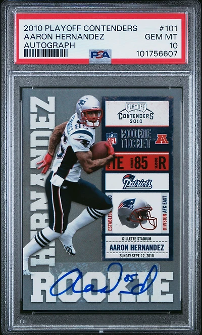 2010 Playoff Contenders 101 Aaron Hernandez Autograph PSA 10