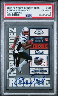 2010 Playoff Contenders 101 Aaron Hernandez Autograph PSA 10