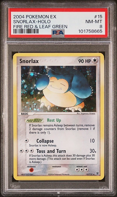2004 Pokemon Ex Fire Red & Leaf Green 15 Snorlax-holo PSA