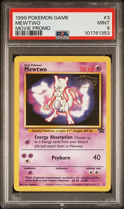 1999 Pokemon Game Movie 3 Mewtwo Movie Promo PSA