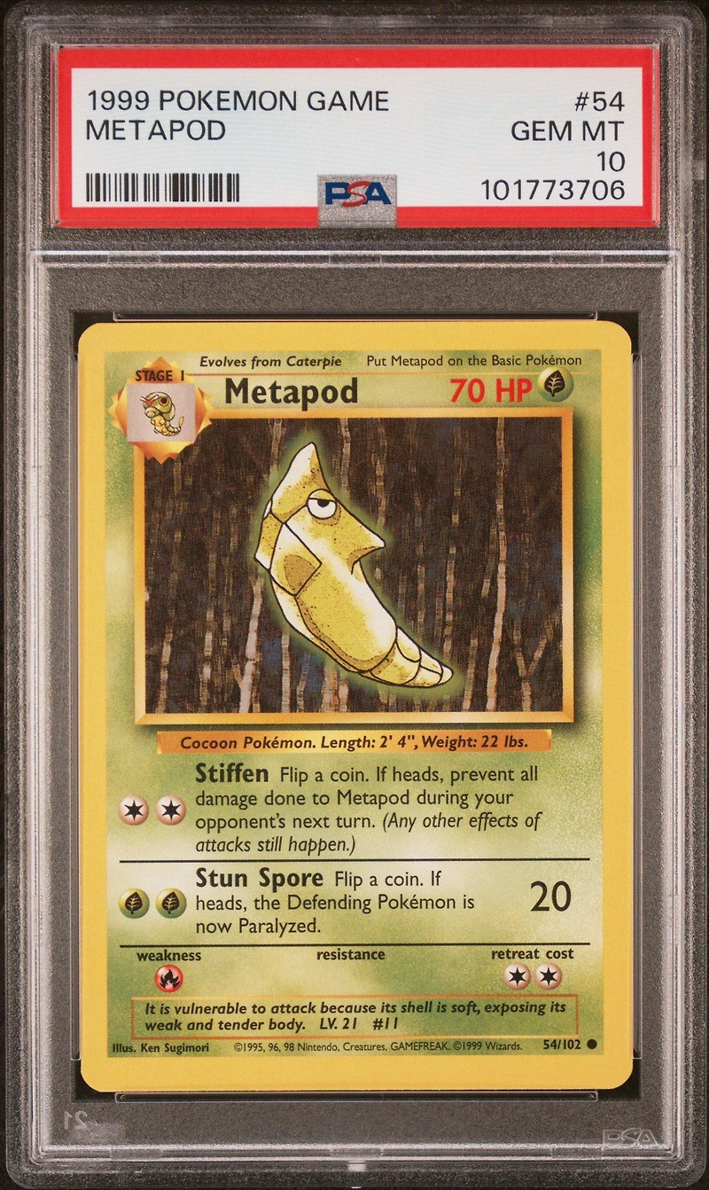 1999 Pokemon Game 54 Metapod PSA