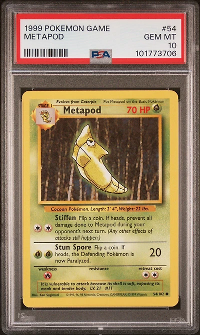 1999 Pokemon Game 54 Metapod PSA