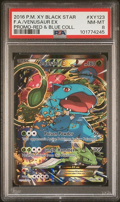 2016 Pokemon Xy Black Star Promo Xy123 Full Art/venusaur Ex Red & Blue Collection PSA