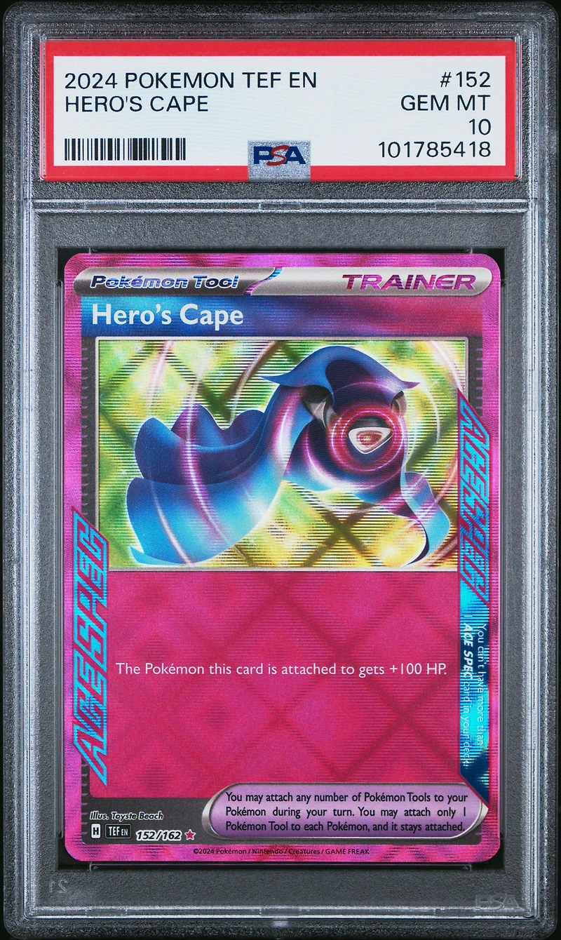2024 Pokemon Tef En-temporal Forces 152 Hero's Cape PSA