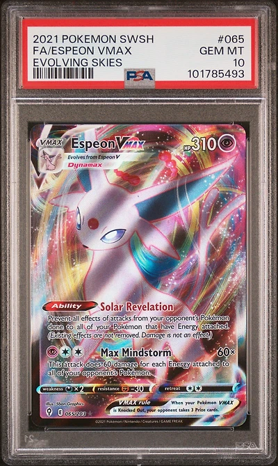 2021 Pokemon Sword & Shield Evolving Skies 065 Full Art/espeon Vmax PSA