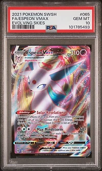 2021 Pokemon Sword & Shield Evolving Skies 065 Full Art/espeon Vmax PSA