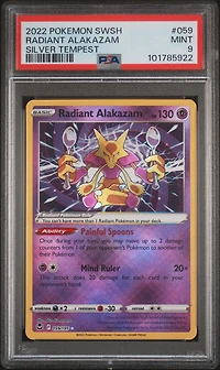 2022 Pokemon Sword & Shield Silver Tempest 059 Radiant Alakazam PSA 9