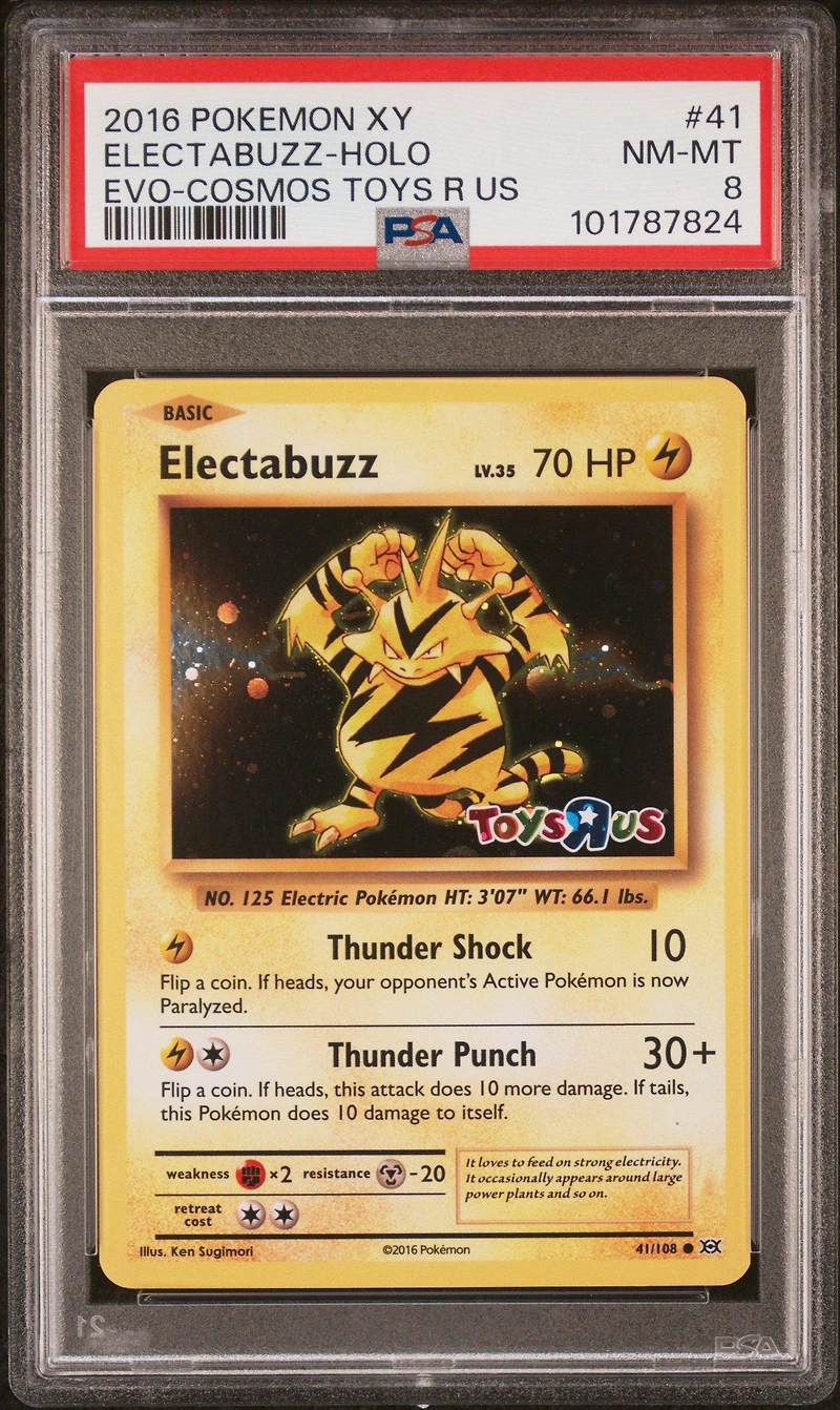 2016 Pokemon Xy Evolutions 41 Electabuzz-holo Cosmos-toys R Us PSA 8