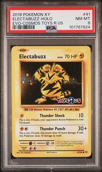 2016 Pokemon Xy Evolutions 41 Electabuzz-holo Cosmos-toys R Us PSA 8
