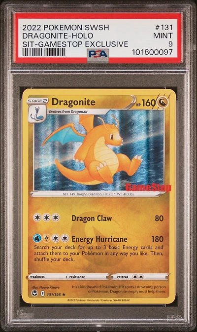 2022 Pokemon Sword & Shield Silver Tempest 131 Dragonite-holo Gamestop Exclusive PSA