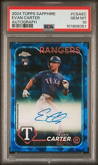 2024 Topps Chrome Sapphire Chrome Sapphire Autographs Csaec Evan Carter PSA 10