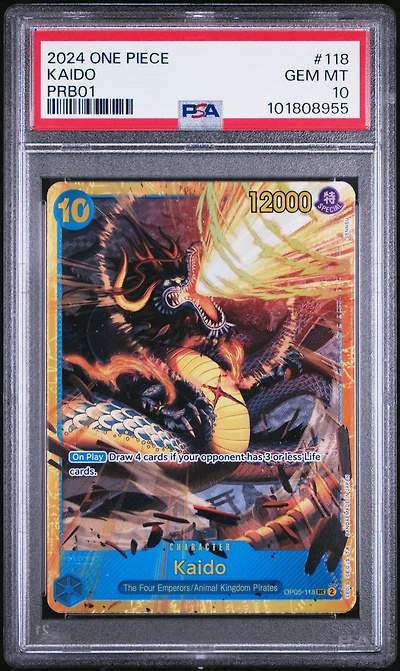 2024 One Piece Prb01-premium Booster -one Piece Card The Best- 118 Kaido PSA 10