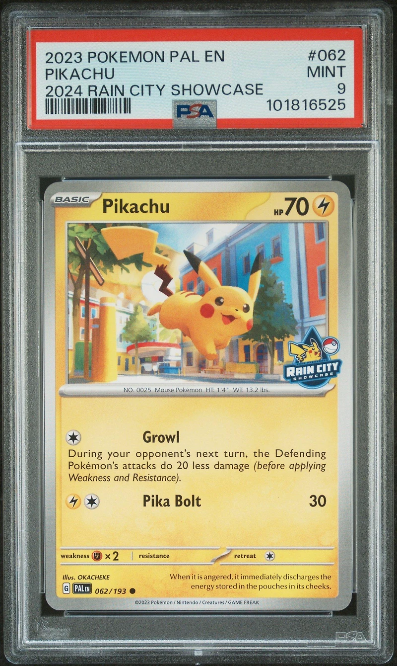 2023 Pokemon Pal En-paldea Evolved 062 Pikachu 2024 Rain City Showcase PSA