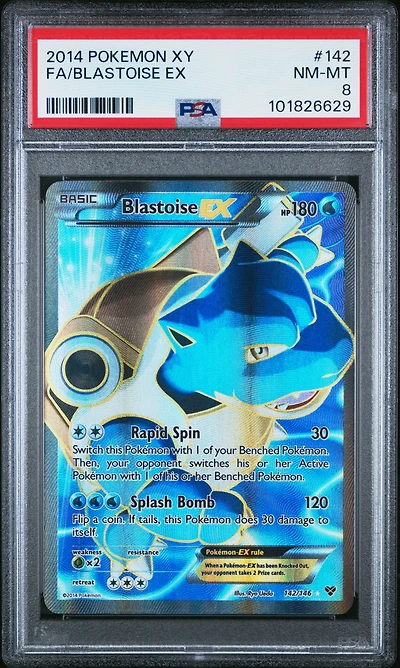 2014 Pokemon Xy 142 Full Art/blastoise Ex PSA 8