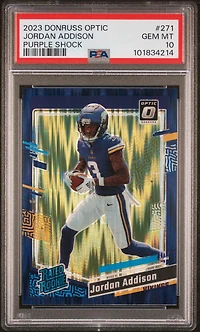 2023 Panini Donruss Optic 271 Jordan Addison Purple Shock PSA 10