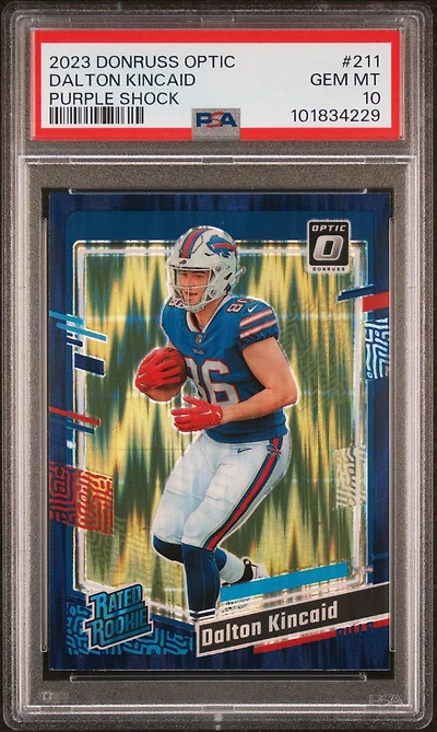 2023 Panini Donruss Optic 211 Dalton Kincaid Purple Shock PSA 10