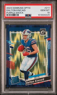 2023 Panini Donruss Optic 211 Dalton Kincaid Purple Shock PSA 10