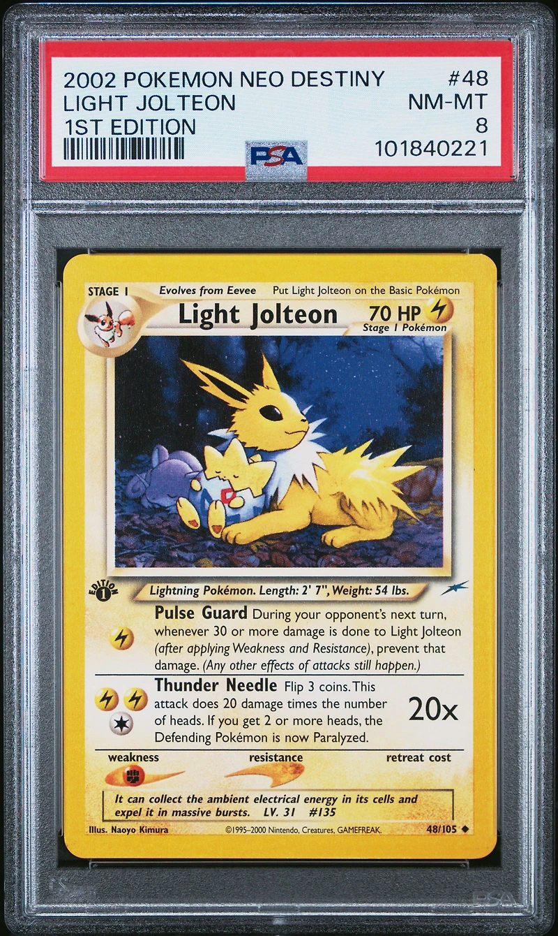 2002 Pokemon Neo Destiny 48 Light Jolteon 1st Edition PSA