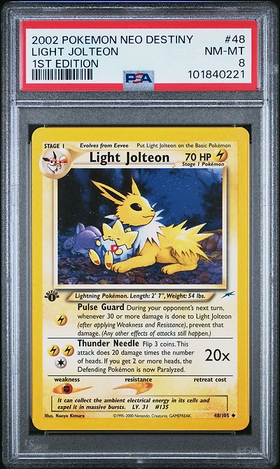 2002 Pokemon Neo Destiny 48 Light Jolteon 1st Edition PSA