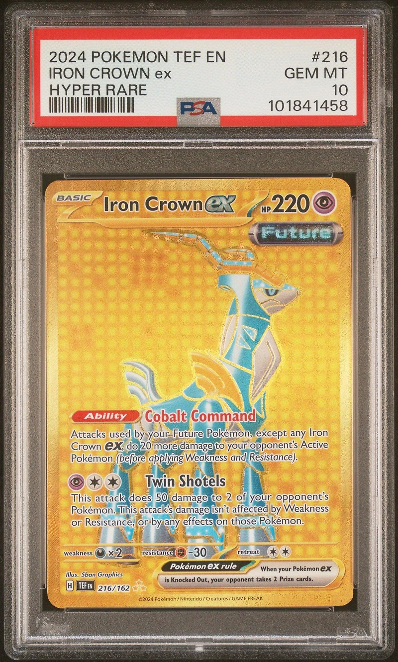 2024 Pokemon Tef En-temporal Forces 216 Iron Crown Ex Hyper Rare PSA