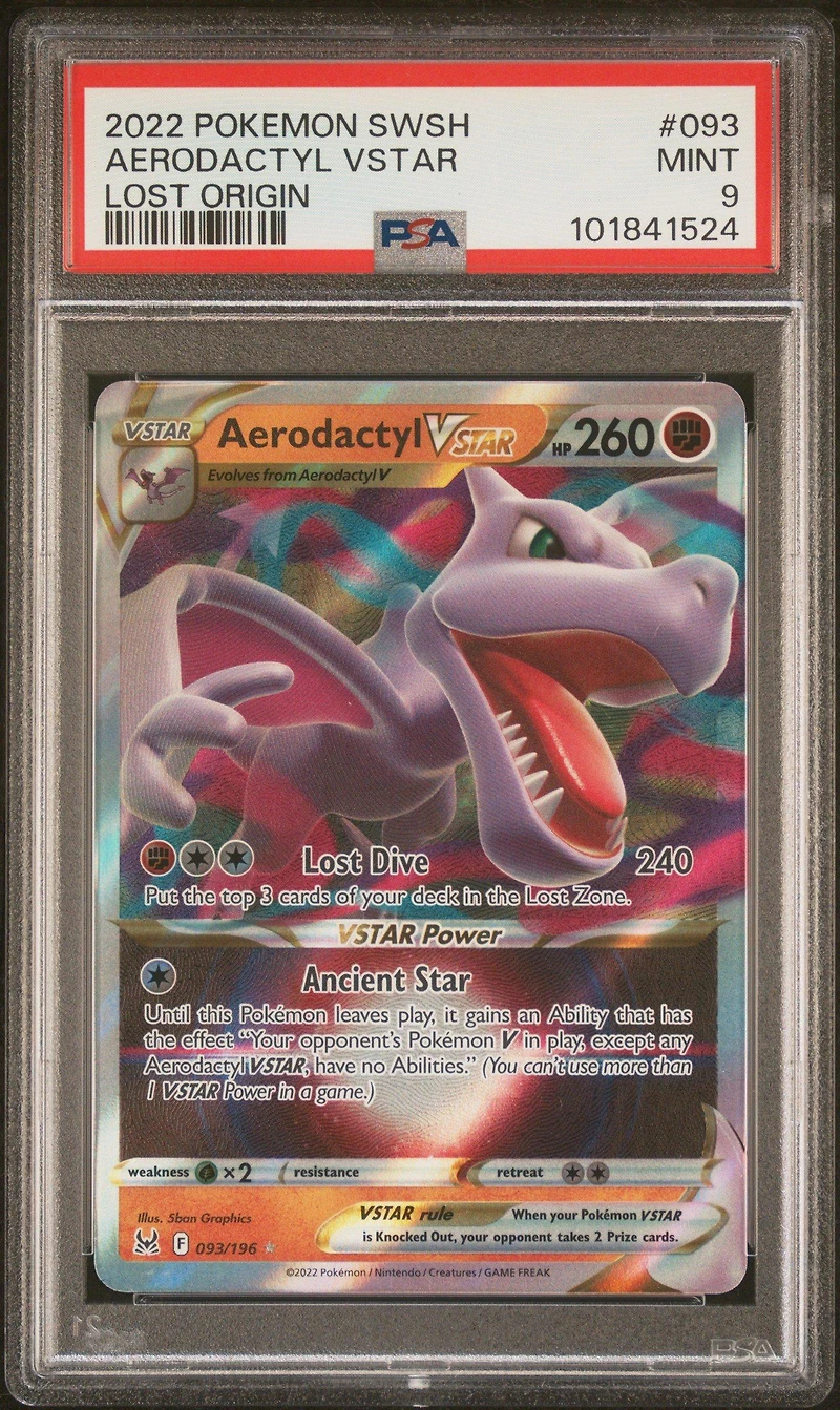 2022 Pokemon Sword & Shield Lost Origin 093 Aerodactyl Vstar PSA