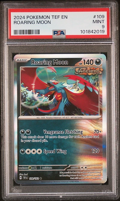 2024 Pokemon Tef En-temporal Forces 109 Roaring Moon PSA 9