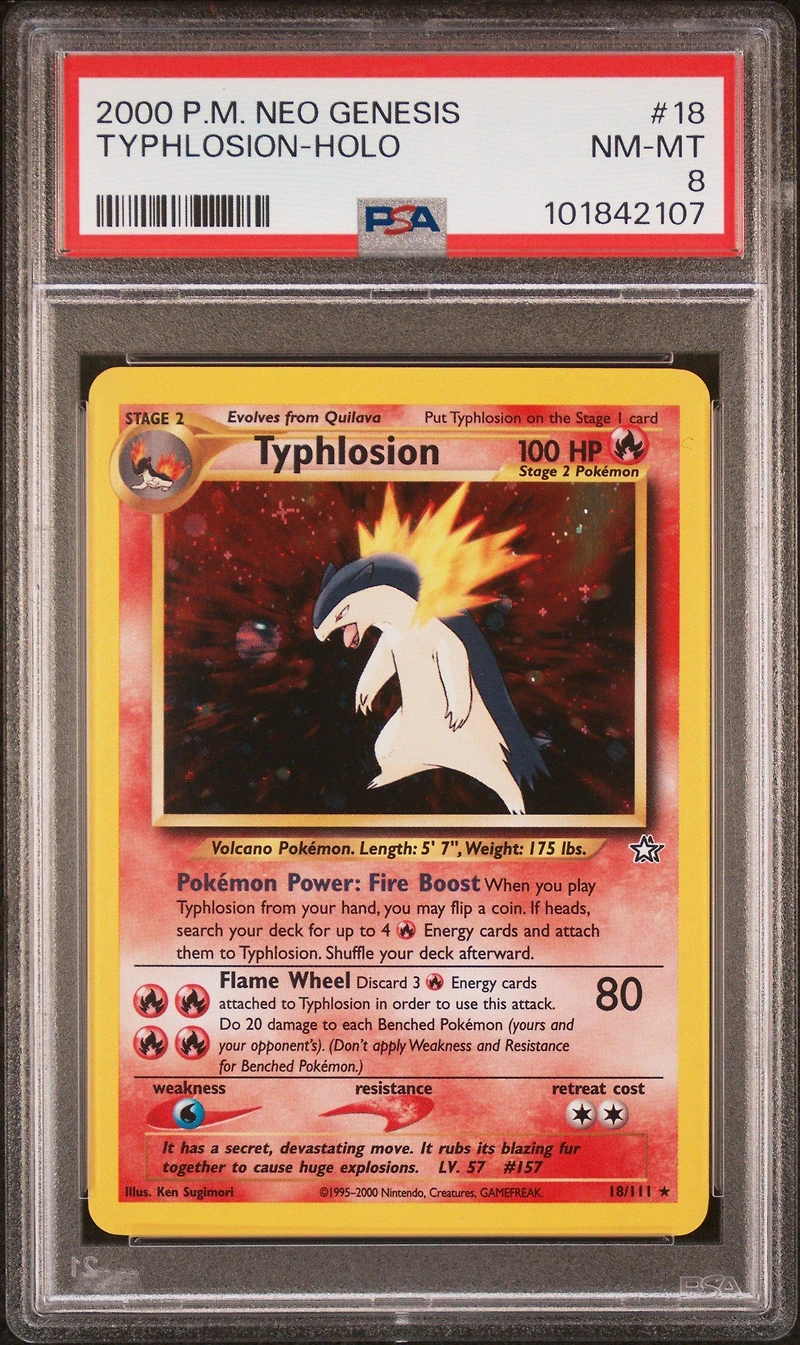2000 Pokemon Neo Genesis 18 Typhlosion-holo PSA